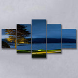 Pebble Beach Golf Resort, Hole 18 At Night, Golf Art Print, 5 Panels Canvas Prints Wall Art Decor