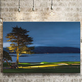 Pebble Beach Golf Resort, Hole 18 At Night, Golf Art Print, Golf Lover, Canvas Prints Wall Art Decor