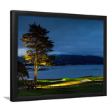 Pebble Beach Golf Resort, Hole 18 At Night, Golf Sport Print, Golf Lover, Framed Art Prints Home Decor