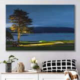 Pebble Beach Golf Resort, Hole 18 At Night, Golf Art Print, Golf Lover, Canvas Prints Wall Art Decor