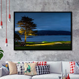 Pebble Beach Golf Resort, Hole 18 At Night, Golf Sport Print, Golf Lover, Framed Art Prints Home Decor