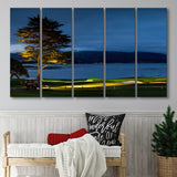 Pebble Beach Golf Resort, Hole 18 At Night, 5 Panels Extra Large Canvas Prints Wall Art Decor