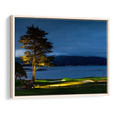 Pebble Beach Golf Resort, Hole 18 At Night, Golf Art Print, Framed Canvas Prints Wall Art Decor, Floating Frame
