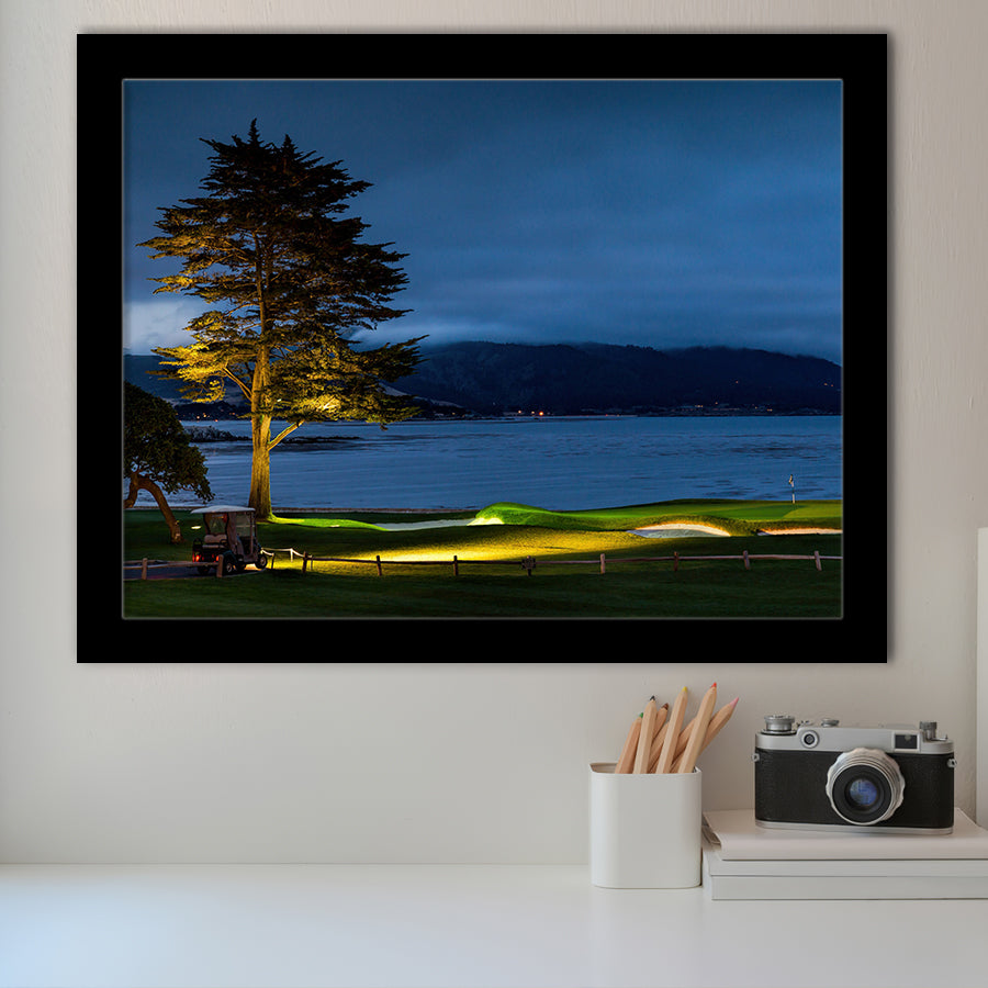 Pebble Beach Golf Resort, Hole 18 At Night, Golf Sport Print, Golf Lover, Framed Art Prints Home Decor