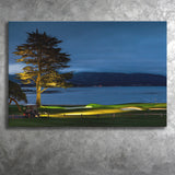 Pebble Beach Golf Resort, Hole 18 At Night, Golf Art Print, Golf Lover, Canvas Prints Wall Art Decor