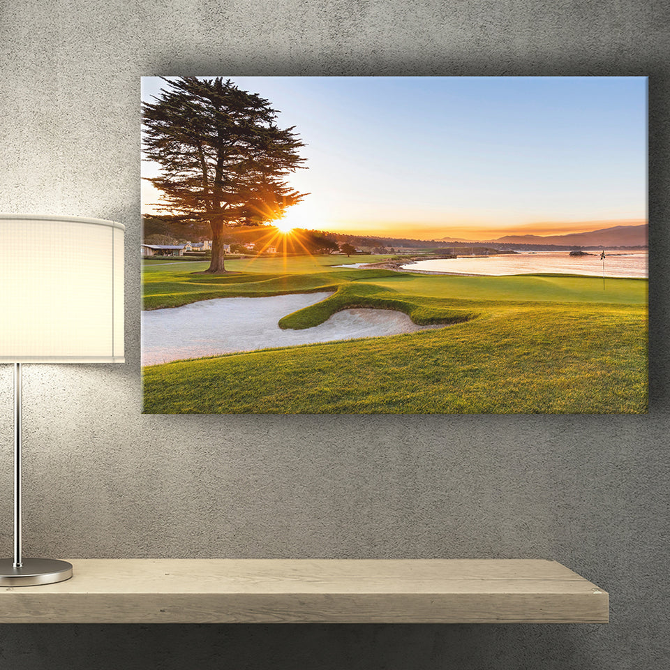 Pebble Beach Golf Resort, Sunrise On Hole 18, Golf Art Print, Golf Lover, Canvas Prints Wall Art Decor