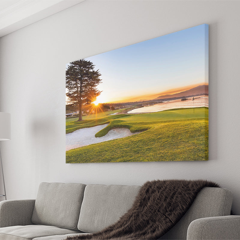 Pebble Beach Golf Resort, Sunrise On Hole 18, Golf Art Print, Golf Lover, Canvas Prints Wall Art Decor