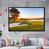Pebble Beach Golf Resort, Sunrise On Hole 18, Golf Sport Print, Golf Lover, Framed Art Prints Home Decor