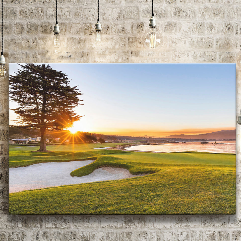 Pebble Beach Golf Resort, Sunrise On Hole 18, Golf Art Print, Golf Lover, Canvas Prints Wall Art Decor
