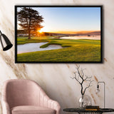 Pebble Beach Golf Resort, Sunrise On Hole 18, Golf Art Print, Framed Canvas Prints Wall Art Decor, Floating Frame