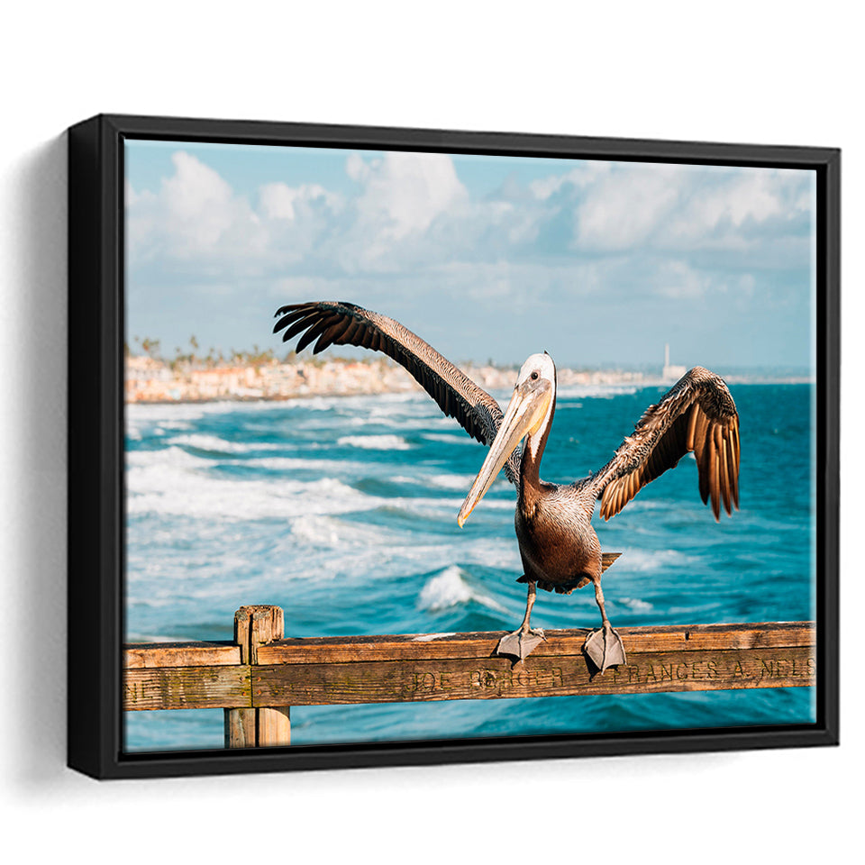Pelican Wall Art Framed Canvas Prints Wall Art Decor, Framed Picture, Floating Frame