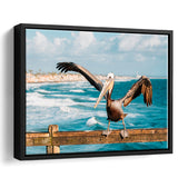 Pelican Wall Art Framed Canvas Prints Wall Art Decor, Framed Picture, Floating Frame