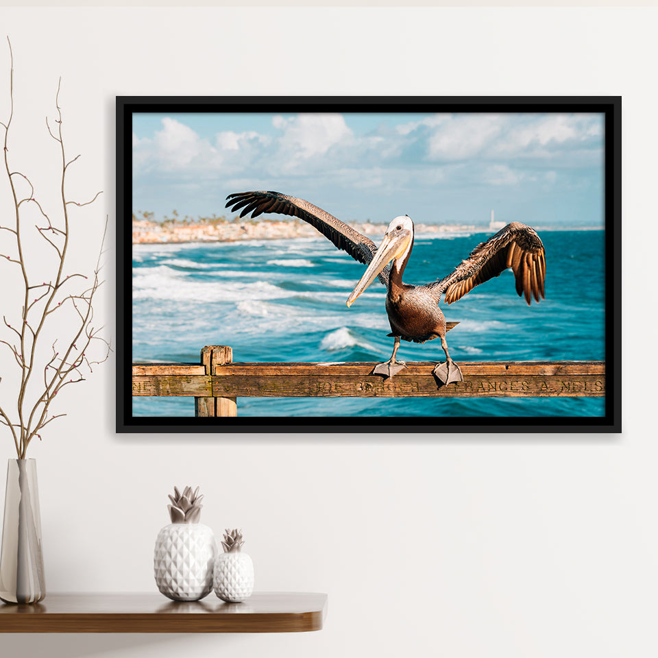 Pelican Wall Art Framed Canvas Prints Wall Art Decor, Framed Picture, Floating Frame