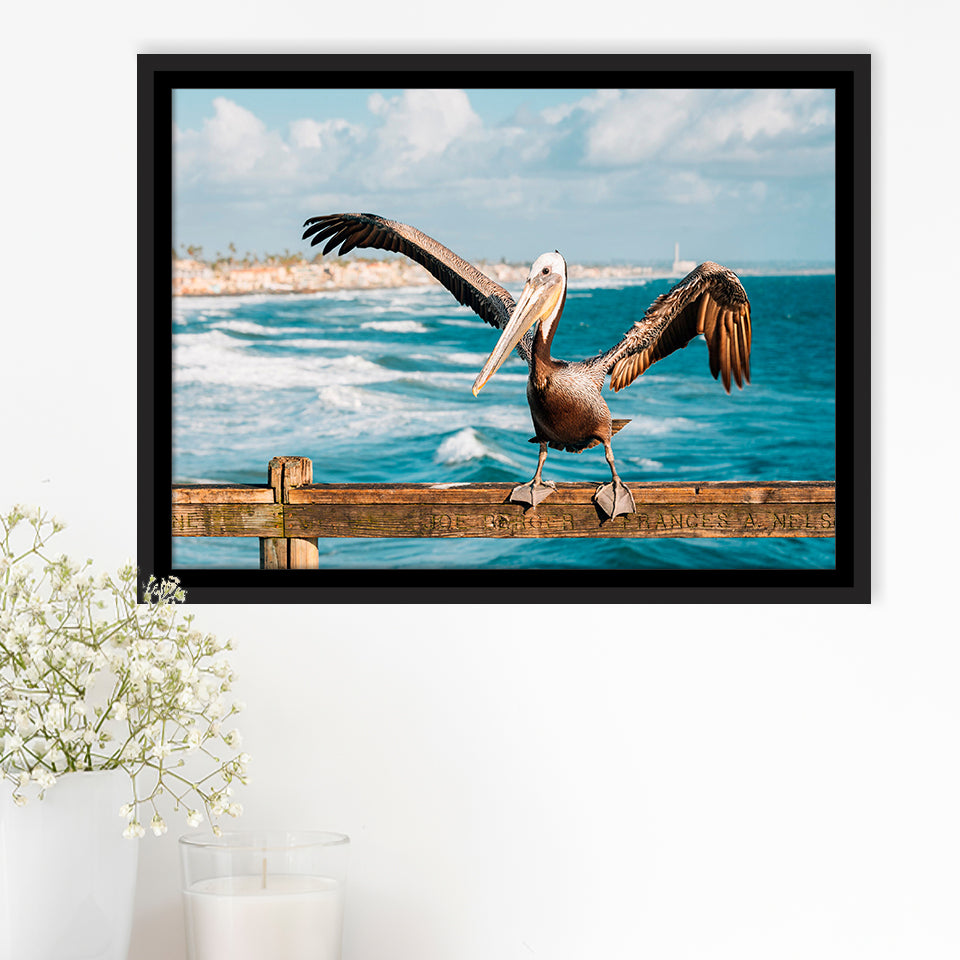 Pelican Wall Art Framed Canvas Prints Wall Art Decor, Framed Picture, Floating Frame