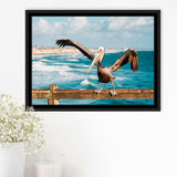 Pelican Wall Art Framed Canvas Prints Wall Art Decor, Framed Picture, Floating Frame