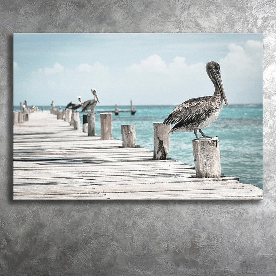 Pelicans Bird Prints Pelican Bird Landscape Canvas Prints Wall Art Home Decor - Painting Canvas, Ready to hang