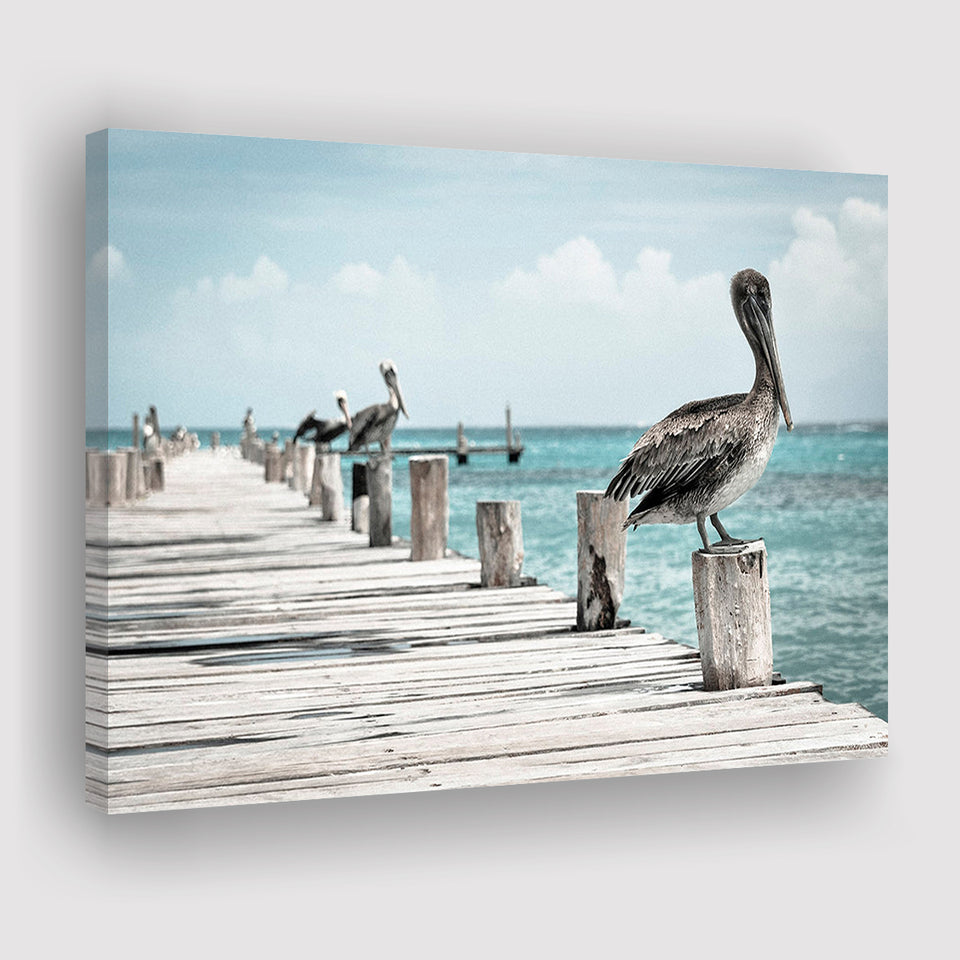 Pelicans Bird Prints Pelican Bird Landscape Canvas Prints Wall Art Home Decor - Painting Canvas, Ready to hang