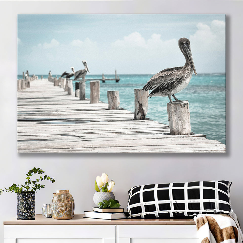 Pelicans Bird Prints Pelican Bird Landscape Canvas Prints Wall Art Home Decor - Painting Canvas, Ready to hang