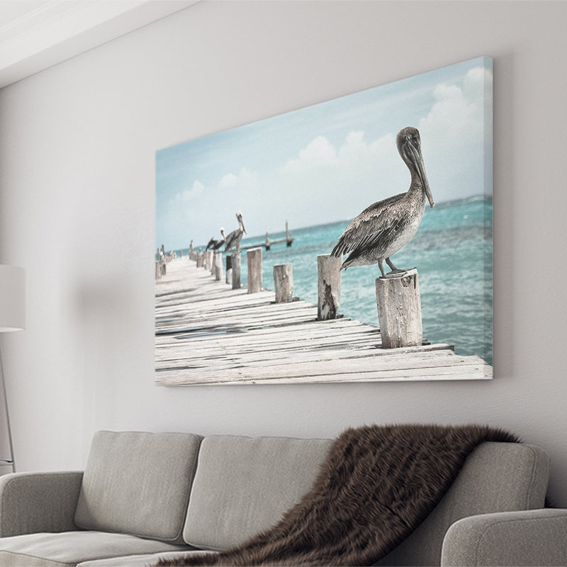 Pelicans Bird Prints Pelican Bird Landscape Canvas Prints Wall Art Home Decor - Painting Canvas, Ready to hang