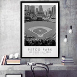 Petco Park San Diego Padres Baseball Lovers Black And White Art Framed Art Prints Wall Art Decor, Framed Picture