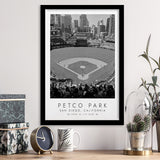 Petco Park San Diego Padres Baseball Lovers Black And White Art Framed Art Prints Wall Art Decor, Framed Picture
