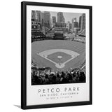 Petco Park San Diego Padres Baseball Lovers Black And White Art Framed Art Prints Wall Art Decor, Framed Picture