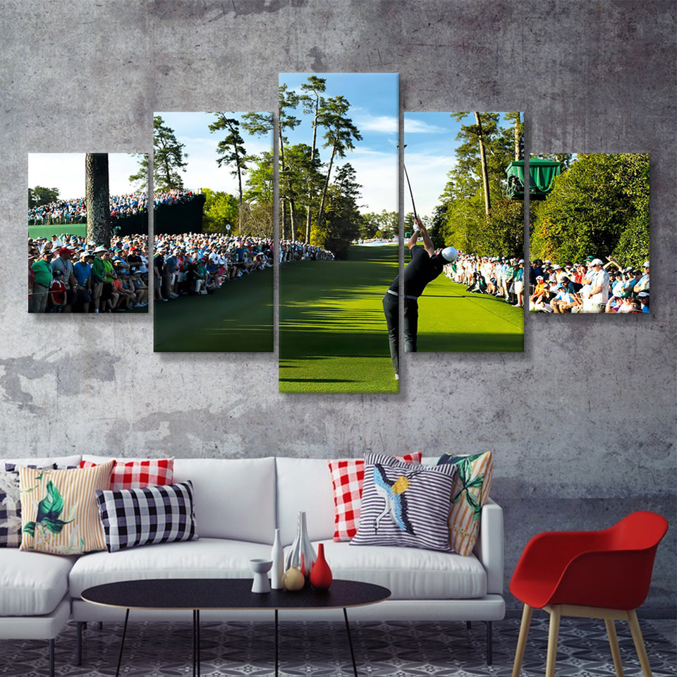 Pga Masters Tournament Augusta 5 Pieces Canvas Prints Wall Art - Painting Canvas, Multi Panel
