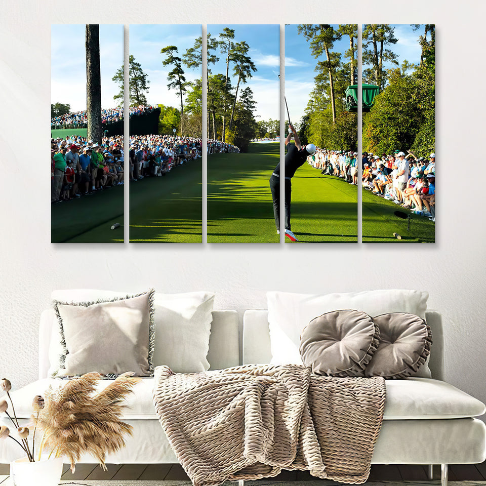 Pga Masters Tournament Augusta 5 Pieces B Canvas Prints Wall Art - Painting Canvas, Multi Panel