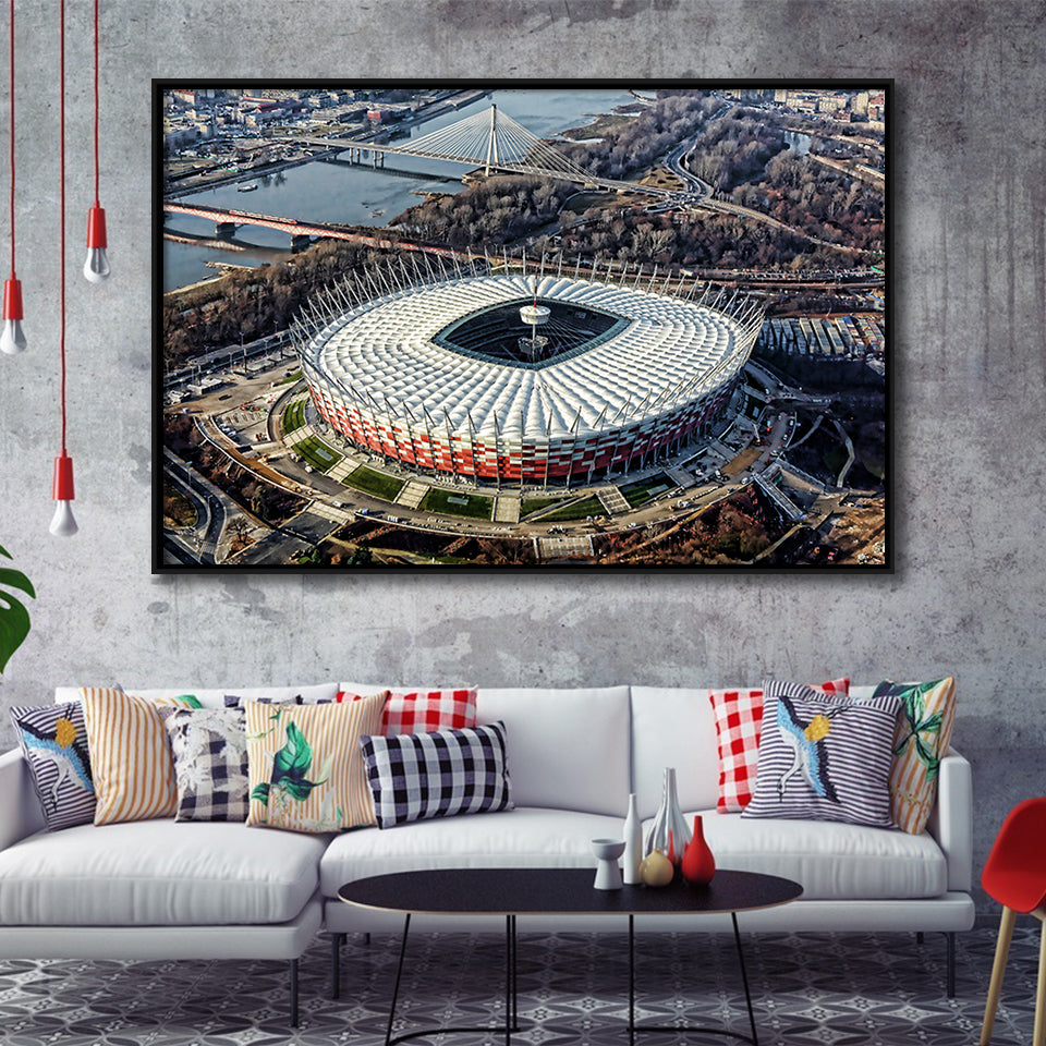 Pge Narodowy Stadium, Stadium Canvas, Sport Art, Gift for him,100 Framed Canvas Prints Wall Art Decor, Framed Picture