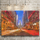 Philadelphia Pennsylvania Usa Downtown City Hall City Art Watercolor Canvas Prints Wall Art Home Decor, Large Canvas
