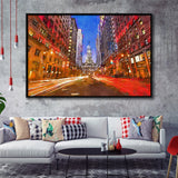 Philadelphia Pennsylvania Usa Downtown City Hall City Art Watercolor Framed Canvas Prints Wall Art Home Decor,Floating Frame