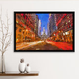 Philadelphia Pennsylvania Usa Downtown City Hall City Art Watercolor Framed Canvas Prints Wall Art Home Decor,Floating Frame