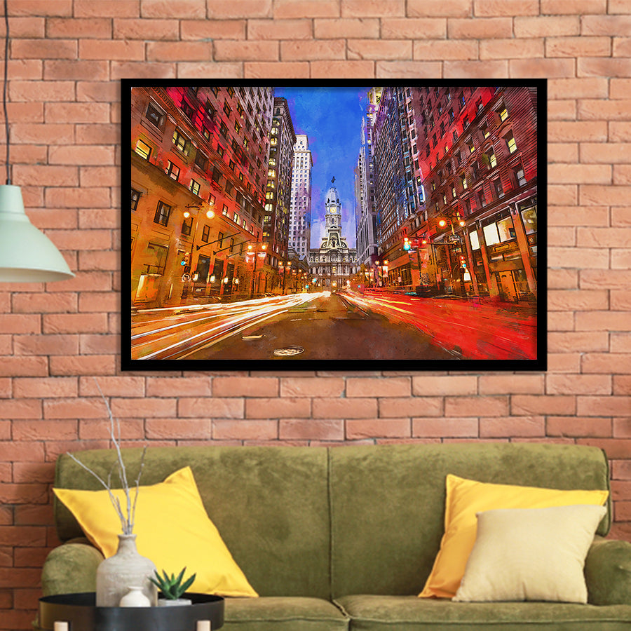 Philadelphia Pennsylvania Usa Downtown City Hall City Art Watercolor Framed Art Prints Wall Art Decor,Framed Picture