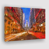 Philadelphia Pennsylvania Usa Downtown City Hall City Art Watercolor Canvas Prints Wall Art Home Decor, Large Canvas