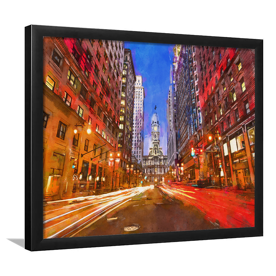Philadelphia Pennsylvania Usa Downtown City Hall City Art Watercolor Framed Art Prints Wall Art Decor,Framed Picture