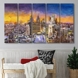 Philadelphia Pennsylvania Usa Downtown City Skyline 5 Pieces Extra Large Canvas Prints Wall Art Home Decor