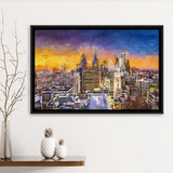 Philadelphia Pennsylvania Usa Downtown City Skyline City Art Watercolor Framed Canvas Prints Wall Art Home Decor,Floating Frame