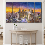 Philadelphia Pennsylvania Usa Downtown City Skyline 5 Pieces Extra Large Canvas Prints Wall Art Home Decor