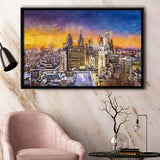 Philadelphia Pennsylvania Usa Downtown City Skyline City Art Watercolor Framed Canvas Prints Wall Art Home Decor,Floating Frame