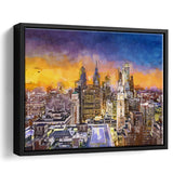Philadelphia Pennsylvania Usa Downtown City Skyline City Art Watercolor Framed Canvas Prints Wall Art Home Decor,Floating Frame