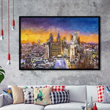 Philadelphia Pennsylvania Usa Downtown City Skyline City Art Watercolor Framed Art Prints Wall Art Decor,Framed Picture