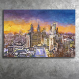 Philadelphia Pennsylvania Usa Downtown City Skyline City Art Watercolor Canvas Prints Wall Art Home Decor, Large Canvas