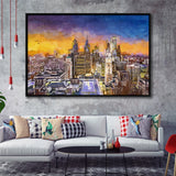 Philadelphia Pennsylvania Usa Downtown City Skyline City Art Watercolor Framed Canvas Prints Wall Art Home Decor,Floating Frame