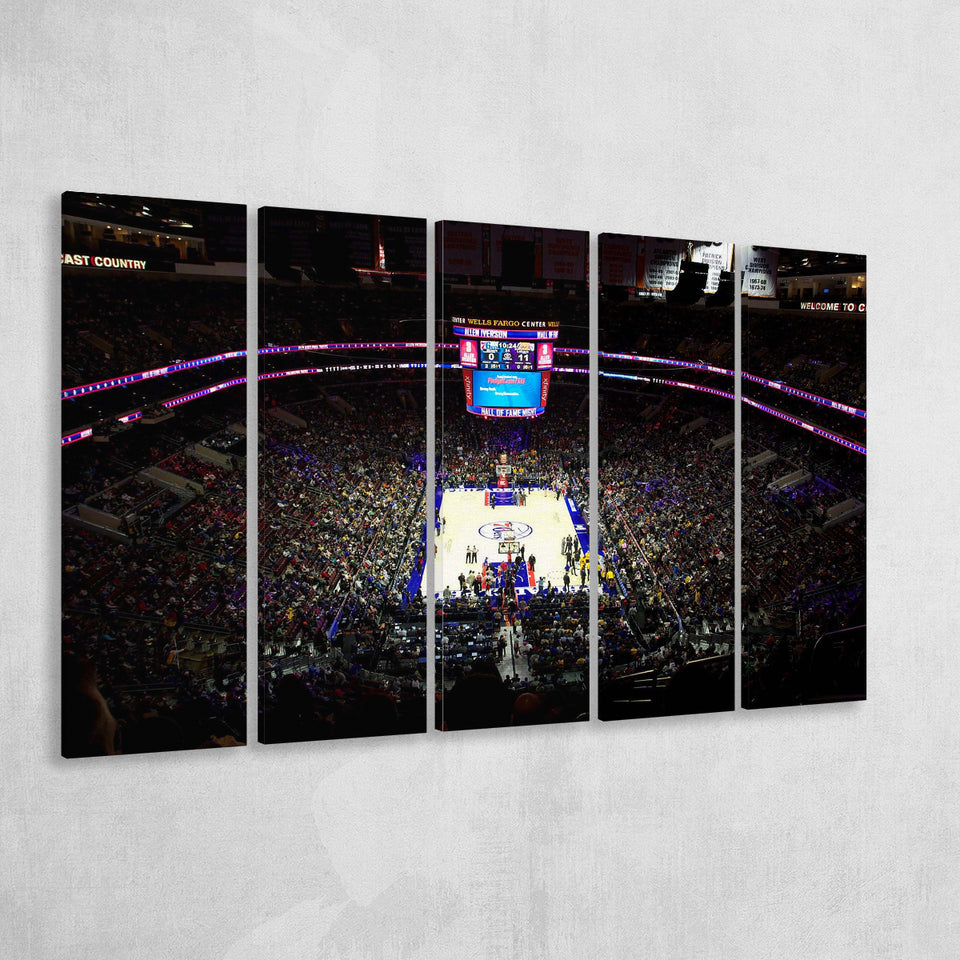Philadelphia 76ers Stadium Canvas Prints Wells Fargo Center Wall Art,Multi Panels B,Sport Stadium Art Prints, Fan Gift