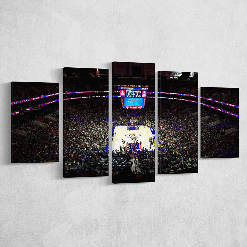 Philadelphia 76ers Stadium Canvas Prints Wells Fargo Center Wall Art,Multi Panels,Sport Stadium Art Prints, Fan Gift