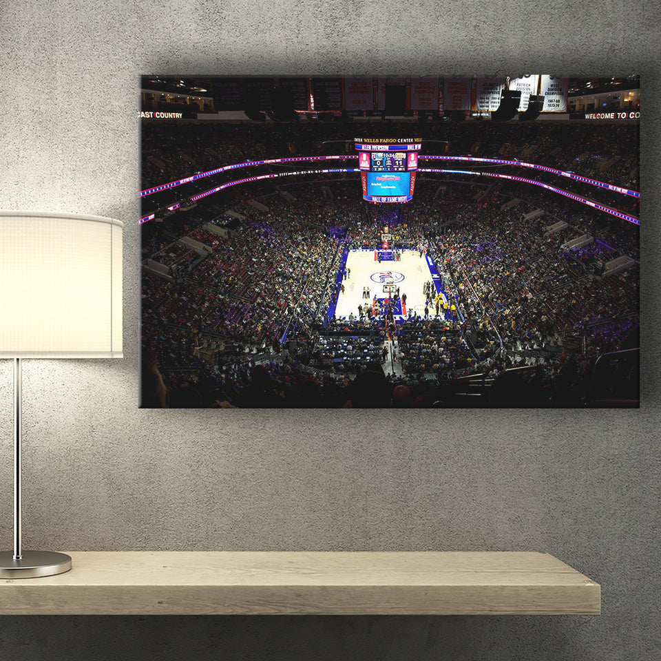 Philadelphia 76ers Stadium Canvas Prints Wells Fargo Center Wall Art,Sport Stadium Art Prints, Fan Gift, Wall Decor
