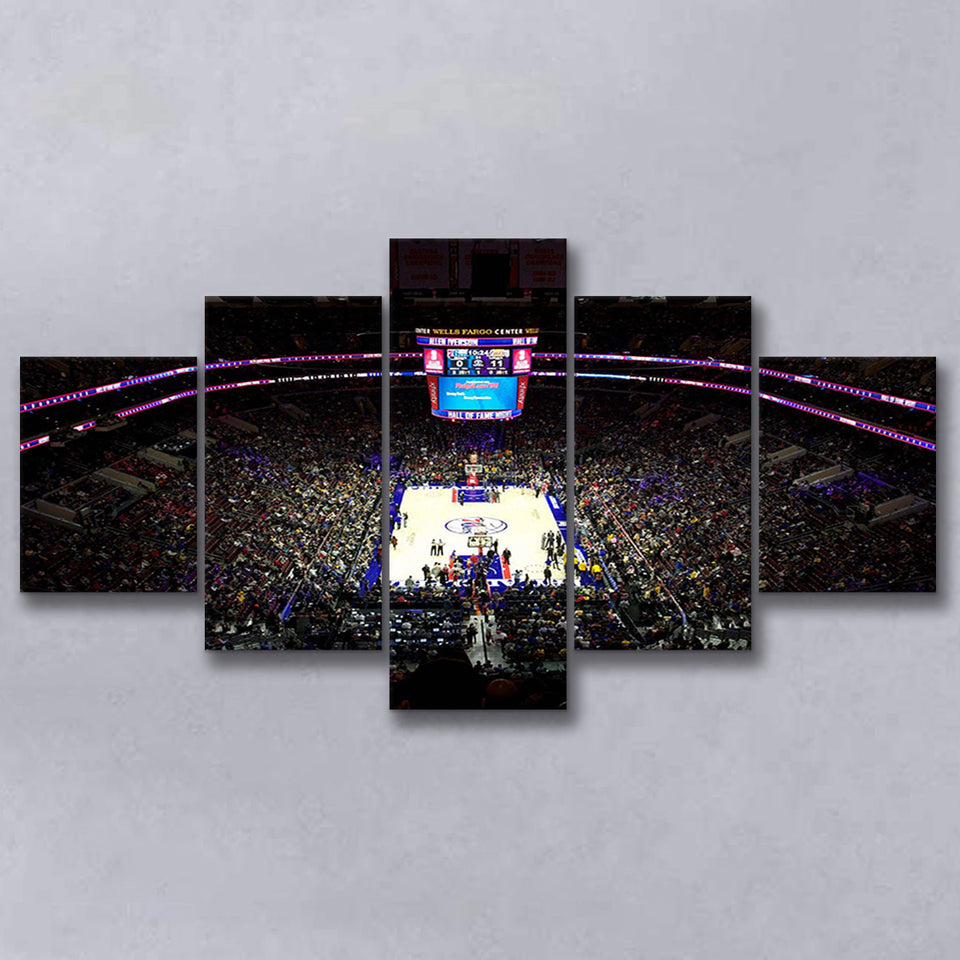 Philadelphia 76ers Stadium Canvas Prints Wells Fargo Center Wall Art,Multi Panels,Sport Stadium Art Prints, Fan Gift