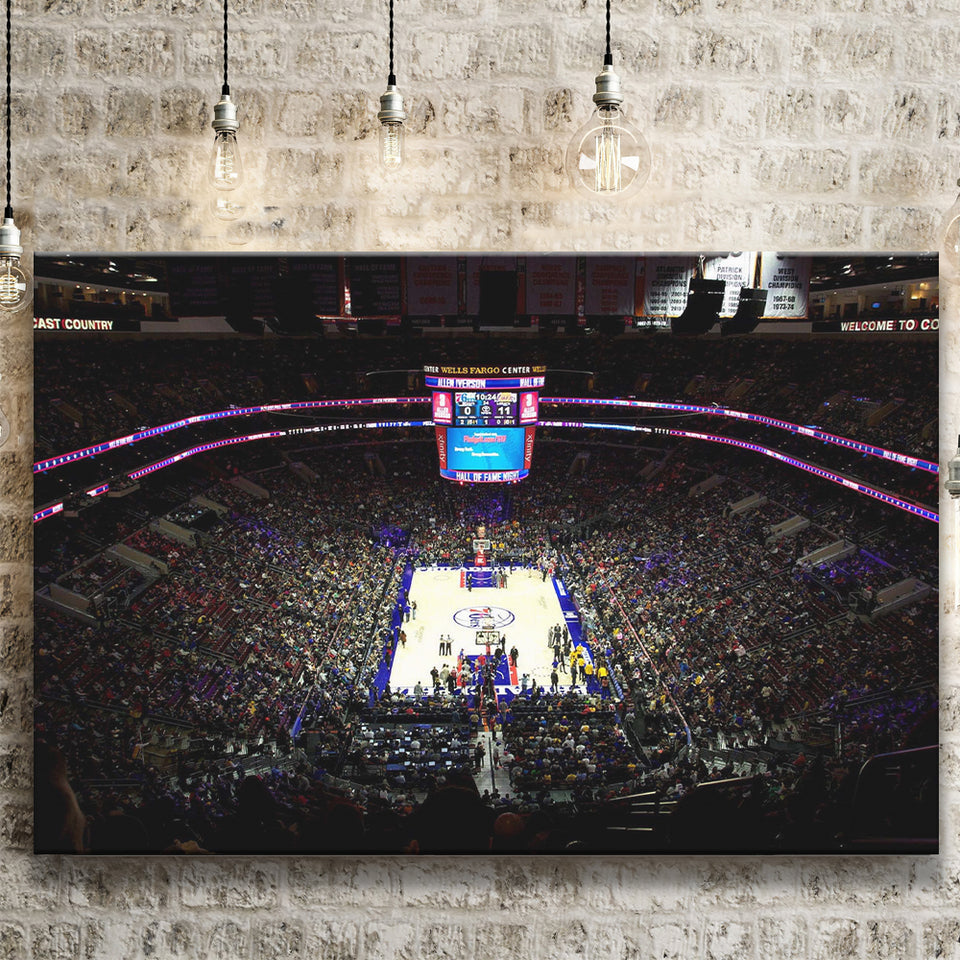 Philadelphia 76ers Stadium Canvas Prints Wells Fargo Center Wall Art,Sport Stadium Art Prints, Fan Gift, Wall Decor