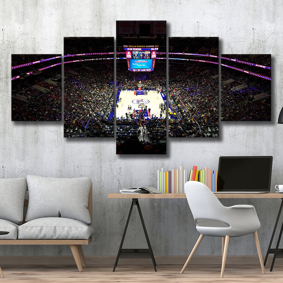 Philadelphia 76ers Stadium Canvas Prints Wells Fargo Center Wall Art,Multi Panels,Sport Stadium Art Prints, Fan Gift