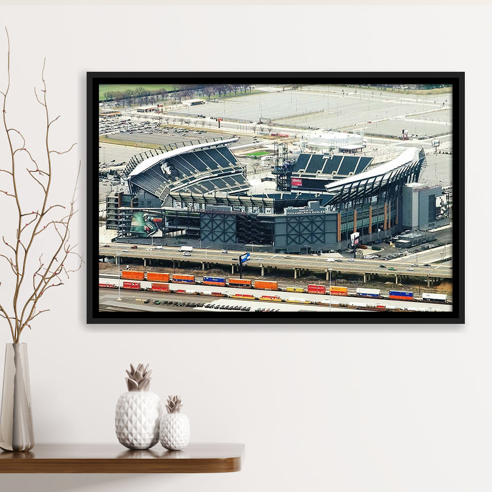 Philadelphia Eagles Stadium Framed Canvas Prints Lincoln Financial Field Wall Art,Sport Stadium Art Prints, Fan Gift